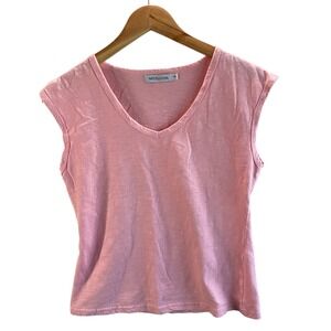 MISSLOOK Tee Shirt  Pink V-Neck Top Casual Basic Cotton Blend Travel Small‎